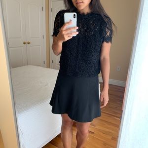 ZARA Trafaluc Black High Neck Lace Top